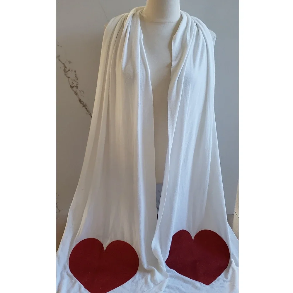 Wildfox Heart Scarf Womens White Red Taylor Swift‎ Red Era Rare Graphic